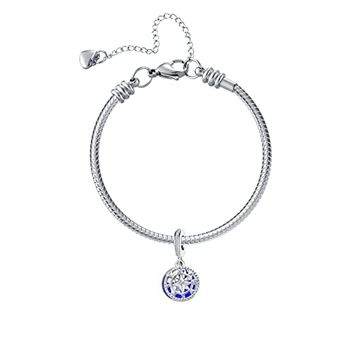 Image of Spinning Globe Airplane World Map Bule Earth Dangle Charm Bead for European Bracelet Birthday Graduation Gifts for Her