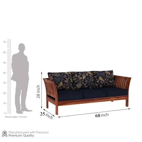 Image of Solid Sheesham Wood 5 Seater Sofa Set for Living Room | 5 Seater Sofa Set | Stylist & Comfact Sofa Set for Home Decor | (Honey Finish, 5)