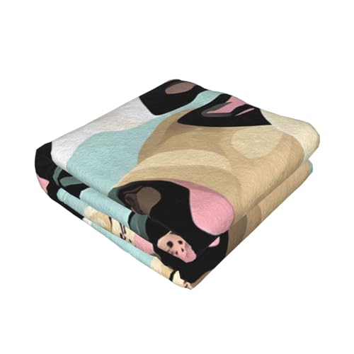 Couverture de lit microfibre carlin chihuahua légère et douillette