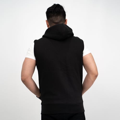 NOROZE Mens Sleeveless Sweatshirt Hoodies Top (2XL, Black) - Image 3