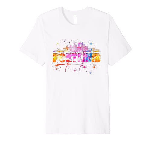 31giFCAiwKL._SL500_ Portland Lettering - Watercolor Portland Skyline Premium T-Shirt