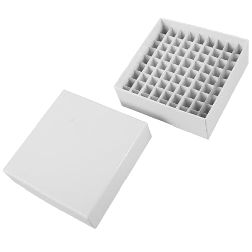 UKCOCO Boîte de Rangement en Papier 2 Ml Couvercle Rabattable 81 Emplacements Résistante Froid pour Tubes à Centrifuger pour Échantillons en Laboratoire et...