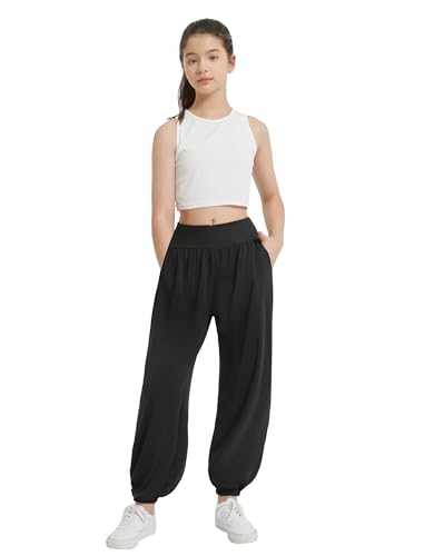 Image of EXARUS 3 Pack Girls Wide Leg Pants Baggy /Tapered Loose Casual Summer | Teen Flowy Tween Beach School Vacation Trousers Youth Junior Preteen Bottoms Lightweight Soft Kids 6-14Y