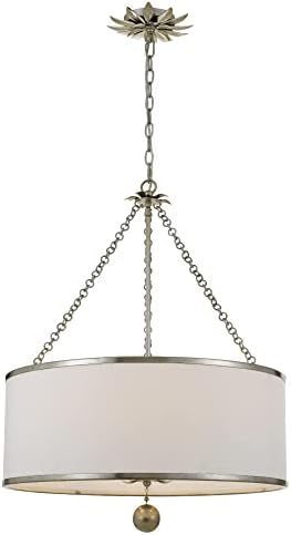 Crystorama Broche - Six Light Chandelier-Antique Silver Finish -Traditional Installation
