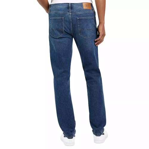 IZOD Men's Comfort Stretch Straight Fit Jeans (US, Waist Inseam, 38, 32, Regular, Regular, Dark Blue)2