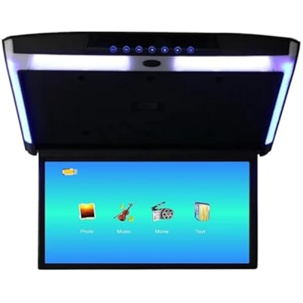 15,6-calowy Monitor Dachowy Samochodu Z Odchylanym Ekranem 1080p, Wideo HD, Odtwarzacz MP5, Ekran IPS Niebieskim Światłem Otoczenia, USB SD, HDMI FM Łatwa Konfiguracja Na Wycieczki(Black)