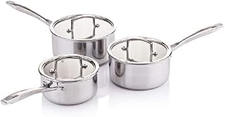 Vitinni Stainless Steel Saucepan Set | 16cm, 18cm, 20cm | Tempered Glass Lids | Induction Suitable | Stainless Steel Handles