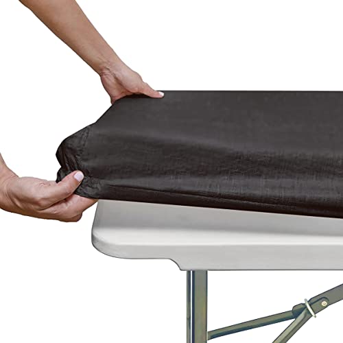 NLMUVW Rectangle Vinyl Tablecloth with Flannel Backing 30 X 48 Inch, Black PVC Table Cloth Waterproof Oil Proof Wipe Clean Table Cover for Party and Outdoor by NLMUVW - Used condition - US$8.48