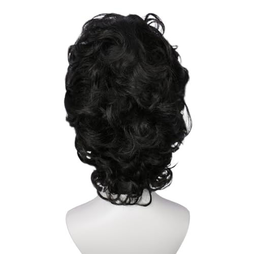 Image of Linfairy Short Black Retro Vintage Wig Big Bouffant Beehive Wigs for Women fits 50s 80s Halloween Costume