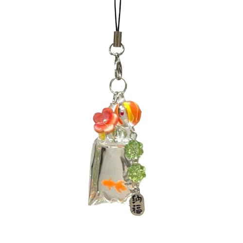 Tsophreniq Cadena de cuentas acrílicas multifuncional con colgante de pez y flor para decoración con cuentas