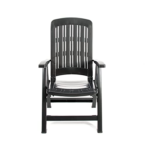 Fauteuil en résine pour repas de jardin et sieste sur la terrasse anthracite