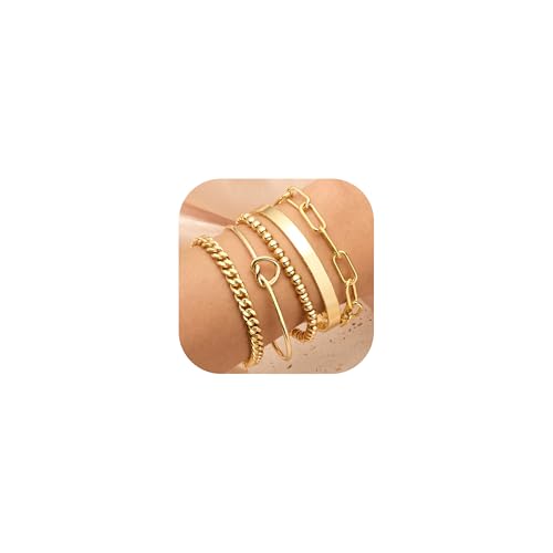 AOZEL Gold Bangle Bracelets Stack for Women Non Tarnish Gold Cuff Bracelet Set