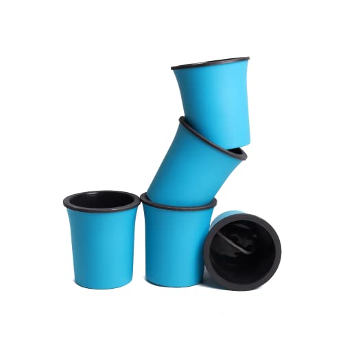 Image of Harshdeep Self Watering Pots and Planters - Oslo - Indoor Outdoor Home Office Tabletop Decoration 4 Inch Small Round Plastic Planter Set of 5 (Blue)
