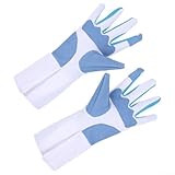 Material: Hergestellt aus robustem Polyester und Leder, diese Handschuhe sind langlebig und verschleißfest für alle Ihre Zaunbedürfnisse.