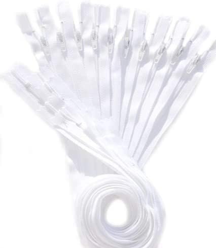 #3 Skirt & Dress White YKK Coil Closed Bottom Zippers for Sewing Craft & Apparel - Choose Your Length - Made in The United States (12 Zippers Per Pack) (90" Inches)