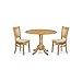 East West Furniture DLVA3-OAK-C 3 Piece Dining Set Contains a Round Dining Room Table with Dropleaf and 2 Linen Fabric Upholstered Chairs, 42x42 Inch, Oak