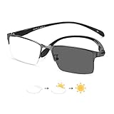  MYYINGELE Gafas De Lectura Fotocromáticas Progresivas De Medio Marco, Gafas De Presbicia Multifoco, Gafas De Sol con Bloqueo De Luz Azul, Gafas Ultraligeras Flexibles, 1.75
