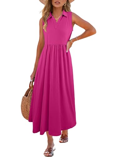 Image of ANRABESS Womens Casual Dress Summer Sleeveless V Neck Sundress Aline Flowy Beach Maxi Dresses Travel 2026 Vacation Outfits