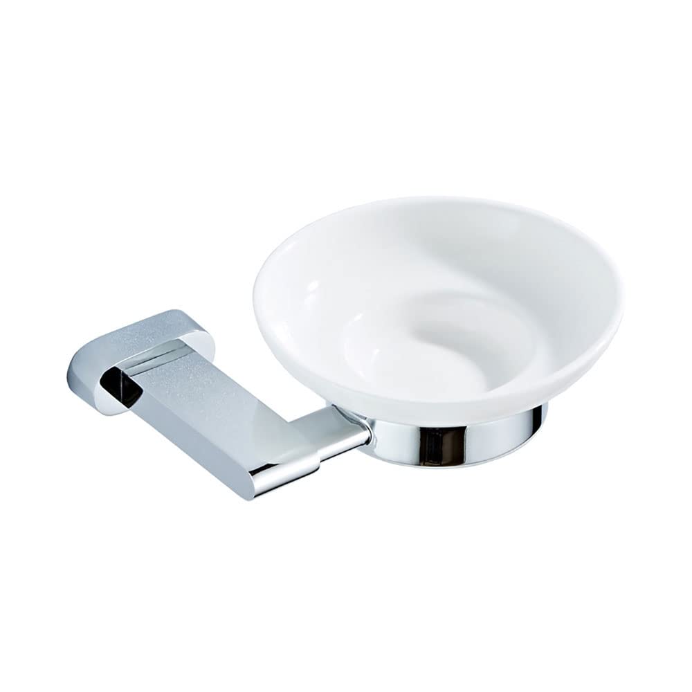 jabonera de Pared， Jabonera de Pared con Plato Redondo de cerámica, Cesta de jabón cromada for baño y Cocina, de latón.