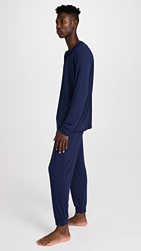 Image of Eberjey Henry Men's Jersey Modal PJ Set (True Navy, X-Large)