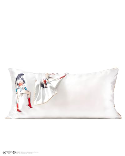 Kitsch Wonder Woman (Believe in Wonder) Satin Pillowcase with Zipper Softer Than Silk, Luxury Cooling Pillowcase for Hair & Skin, Wrinkle Prevention, King Size 19X36