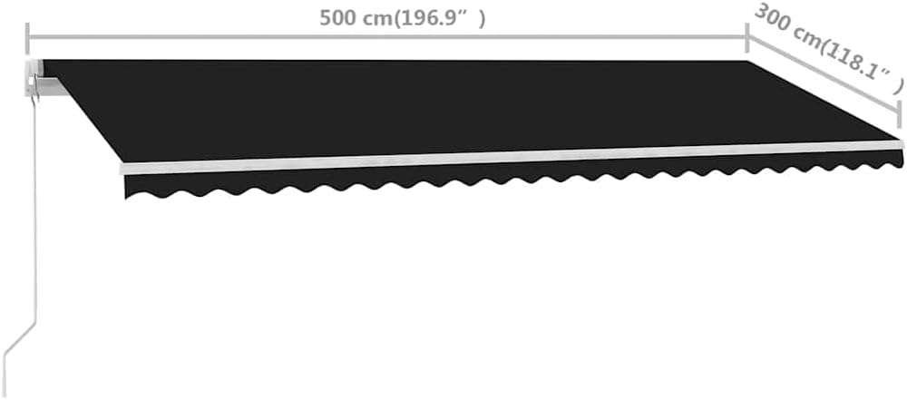 Diagram showing the dimensions of the vidaXL awning