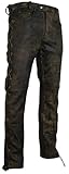 Longueur : pantalon long AAOutfitz Pantalon en cuir pour homme – Pantalon de motard élégant en cuir ciré marron avec lacets latéraux – Pantalon de motard élégant en cuir vieilli marron, Noir - Cuir véritable., XS
