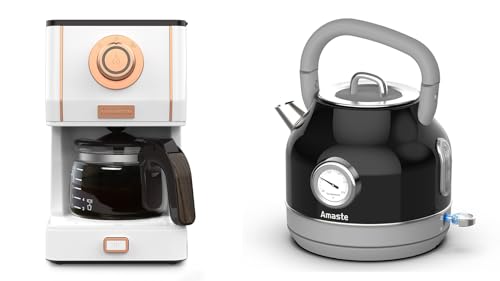Set cafetera y tetera eléctrica retro Amaste