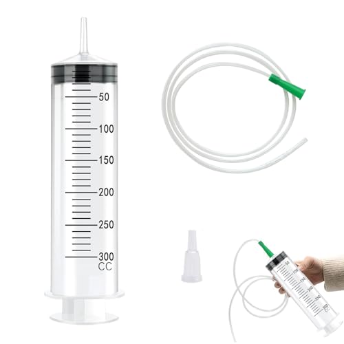 Seringue Plastique, 300ml Seringue Avec Tube, Plastic Syringe With Tube, 300ml Syringes, Sans Aiguille, Pour Laboratoires Scientifiques, Mesure De Liquide, Arrosage De Jardin, Industrie