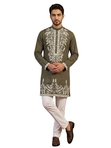 Image of Jompers Men Japanese Fabric Embroidered Kurta Set