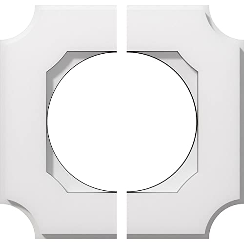 Image of Ekena Millwork CMP10LE2-06000 Locke Architectural Grade PVC Contemporary, Two Piece Urethane Ceiling Medallions 10 inchOD x 6 inchID x 6 inchC x 1 inchP