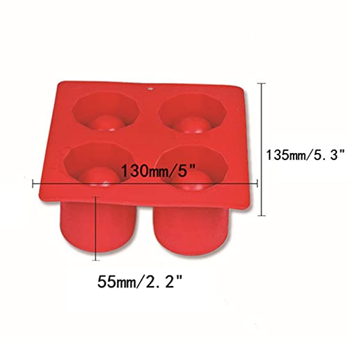 Dd-Life 4 Pcs 4-Cavity Ice Cubist Ice Shot Glass Molds Round Shot Glass Silicone Mold(Red） #TOP1