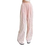 Dasongff Pantalon Large Femme Broderie Papillon Chic et Elegant Y2K Pantalons Fluide Palazzo Trousers Bohème Mode D'été Léger Aéré Parachute Ample Taille Haute avec Poches Solide