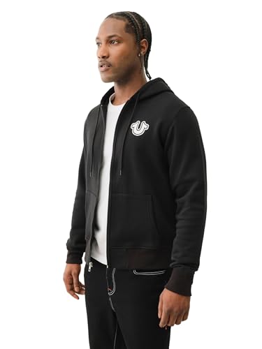 True Religion Men's Puff Print Core Zip Up Hoody – Full Zip with Graphic3