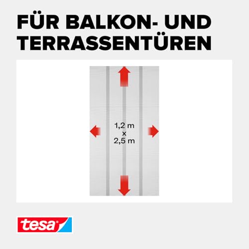 tesa Insect Stop Lamellentür STANDARD Fliegenvorhang - 4-teiliger Insektenschutz Vorhang - Moskitonetz für Türen - ohne Bohren, mit Klettverschluss - 120 x 250 cm - anthrazit
