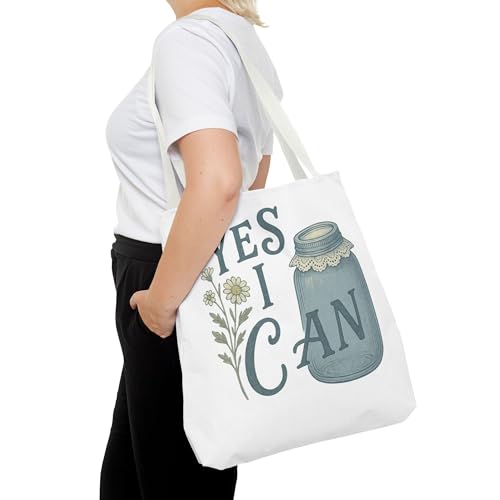 Yes I Can Canning Tote Bag, Rustic Farmhouse Canvas Bag, Cottagecore Mason Jar Tote, Reusable Homesteader Gift for Canners4
