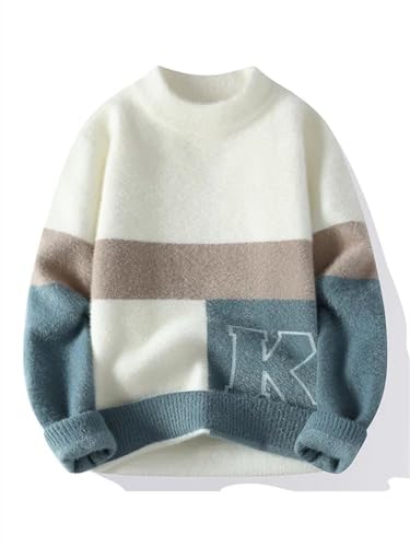 Pull décontracté pour homme en tricot uni à col rond pour l'automne