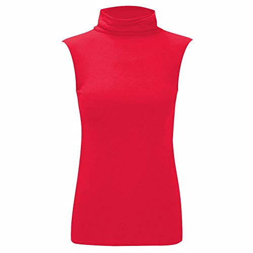 T-shirt sans manches col roulé rouge pour femme Janisramone en taille M