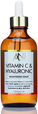 Anigold Vitamin C + Hyaluronic Acid Facial Serum Skin Care Anti-Aging Moisturizer Potent Face Skincare Booster For Dry Skin, Age Spots, Wrinkle Repair, Dark Spots, & Fine Lines, Large 3.75 Fl Oz