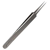 Glamne Titanium Precision Fine Pointed Tip Tweezers for Women and Men Perfect Aligned for Ingrown Hair, Facial and Chin Hair Removal, Extra Sharp Needle Nose Blackheads Tweezers