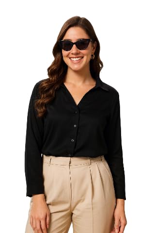 Image of FUNDAY FASHION Women's Regular Fit Solid V Collered Casual Shirt