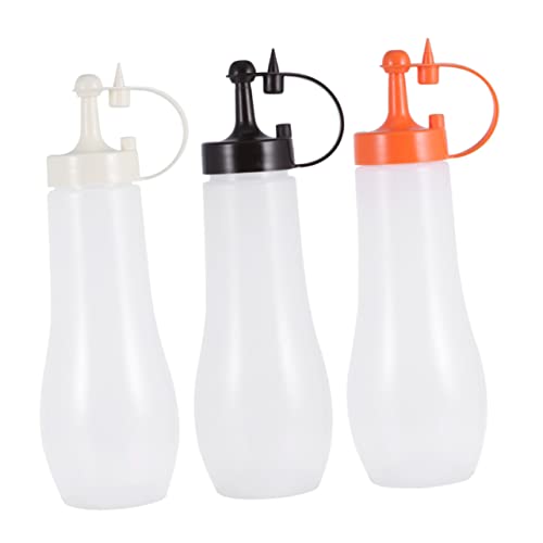 HOLIDYOYO 3pcs Squeeze Bottles for Condiments Salad Dressing Dispensers Cream Coffee Orange for Home Kitchen Use