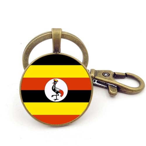 Fermoir Mousqueton Merle Rayé Drapeau National De L'Ouganda,Porte-Clés Porte-Clés Bijoux Pendentif Patriotique Sac À Main Accessoires Hommes Femmes Porte-Clés Porte-Clés Charme Cadeau,Bronz