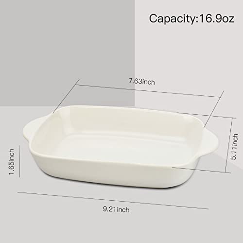 Childike Matte Ceramic Small Baking Dish, Rectangular Bakeware With Double Handle, Roasting Lasagna Pan, 7.63'' X 5.11'', White #TOP1