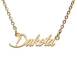GR859C Dakota Name Tag Necklaces for Her His Friends Familys Relationship Memory Jewelry Gift