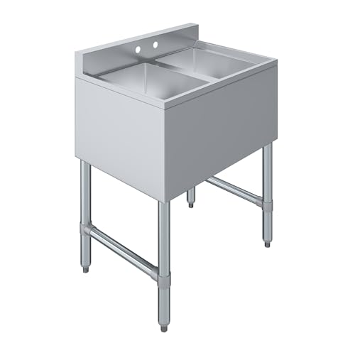 Image of AmGood One Compartment Stainless Steel Under bar Sink (Sink Size: 26 inchx19 inch, Two Bowl)