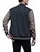 COOFANDY Mens Fashion Varsity Jackets Leather Sleeve Slim Fit College Baseball Letterman Bomber Coat Navy-Grey X-Large