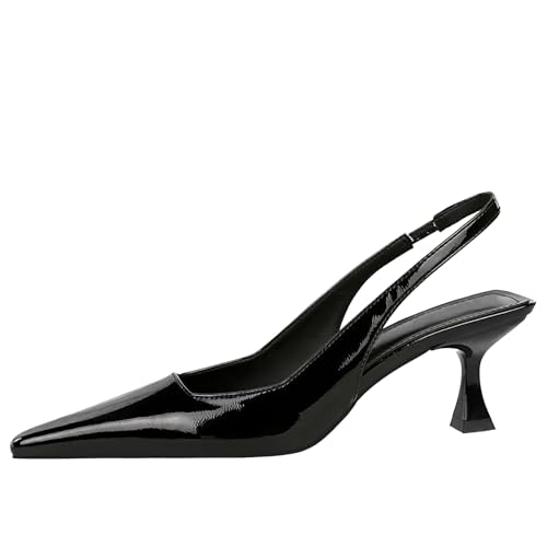 baobeijiadao Womens Kitten Heel Pumps Slingback Pointed Toe Heels Slip On Closed Toe Heeled Sandals Patent Leather Dress Shoes for Women2