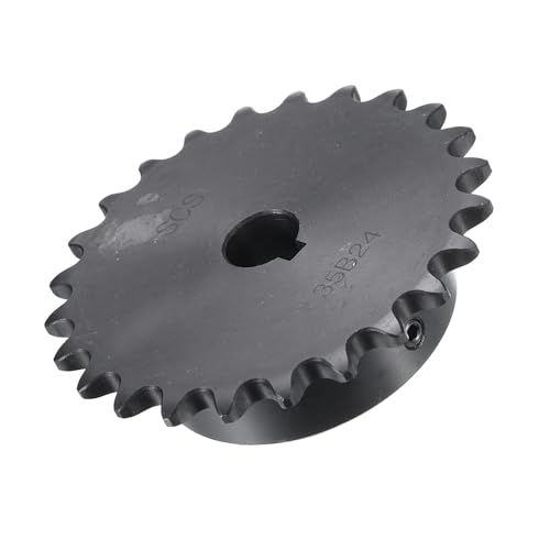 Image of uxcell #35 Chain Roller Sprocket B Type, 1 /2 inch Bore 24 Tooth Single Strand Chain Sprocket, Carbon Steel, Keyway with Set Screws