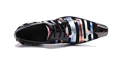 Santimon Men's Fashion Metal Plain Toe Genuine Leather Lace-Up Comfort Casual Dress Oxfords Shoes4